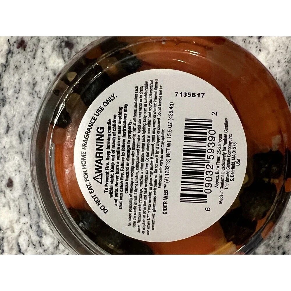 Yankee Candle Cider‎ Web Farmers Market Halloween Jar Candle USED - 15.5 Oz